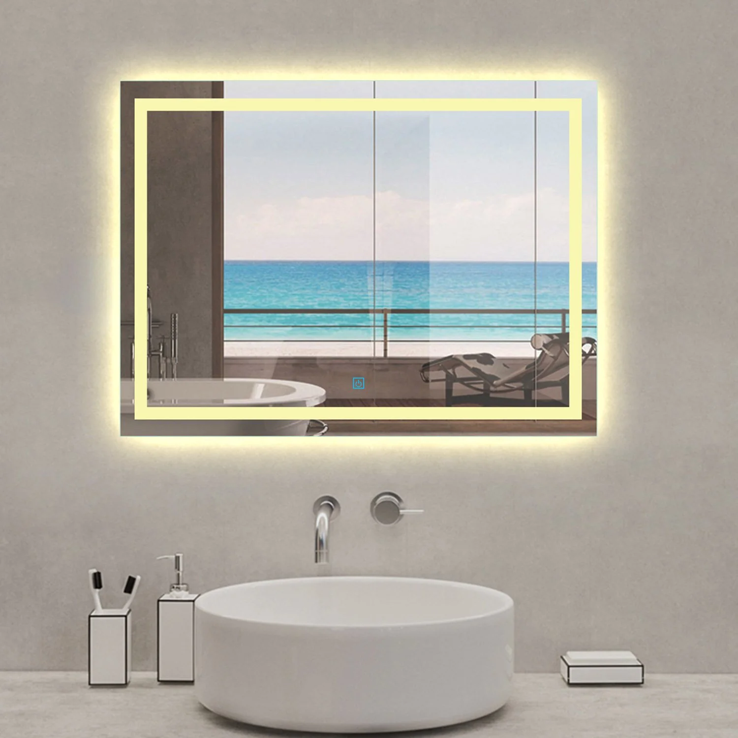 60x80cm Espejo con luz LED cálida Sensor táctil antiniebla - Image 2