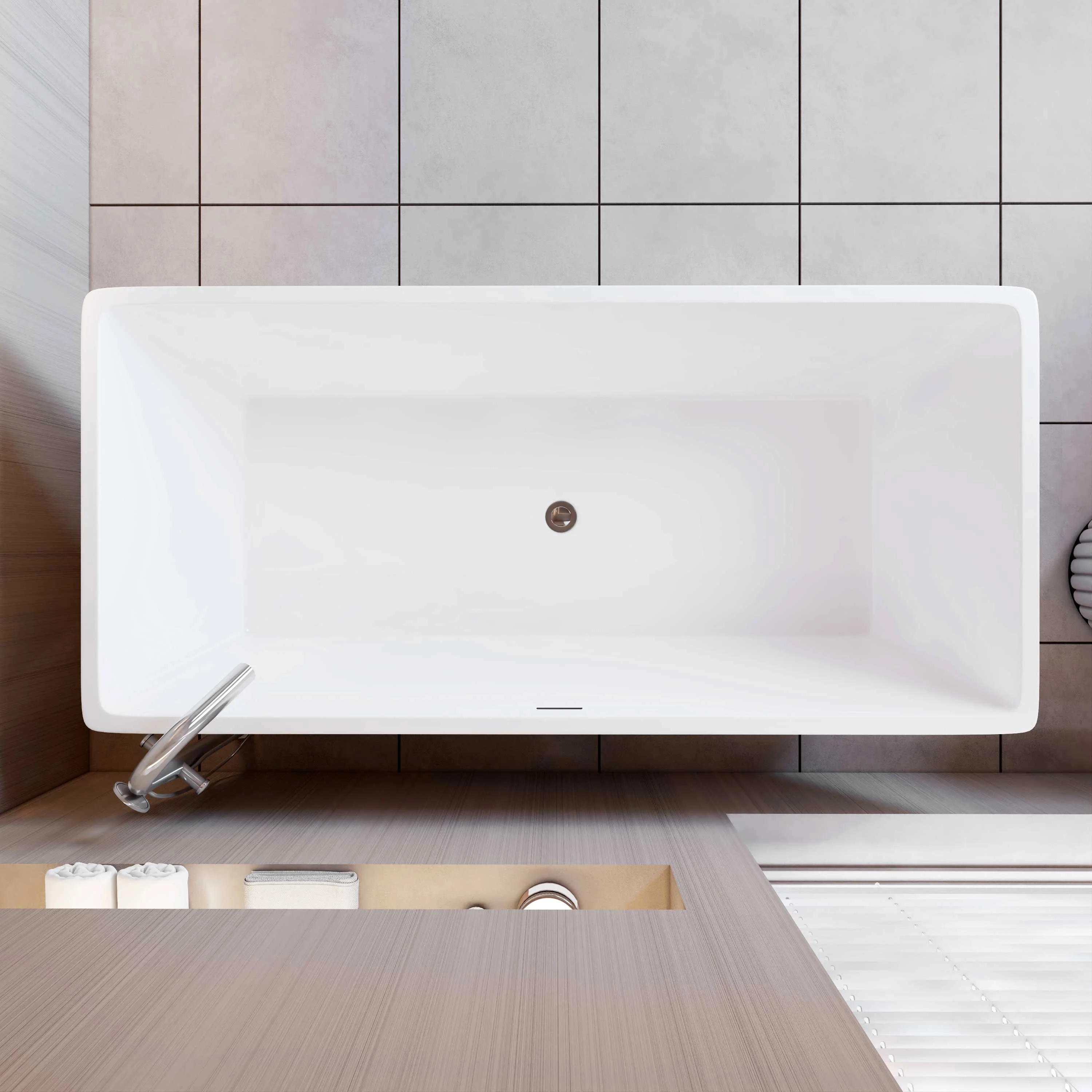 AICA Bañera de acrílico rectangular exenta,1700x800x580mm,color blanco,incluye manguera + desagüe - Image 4