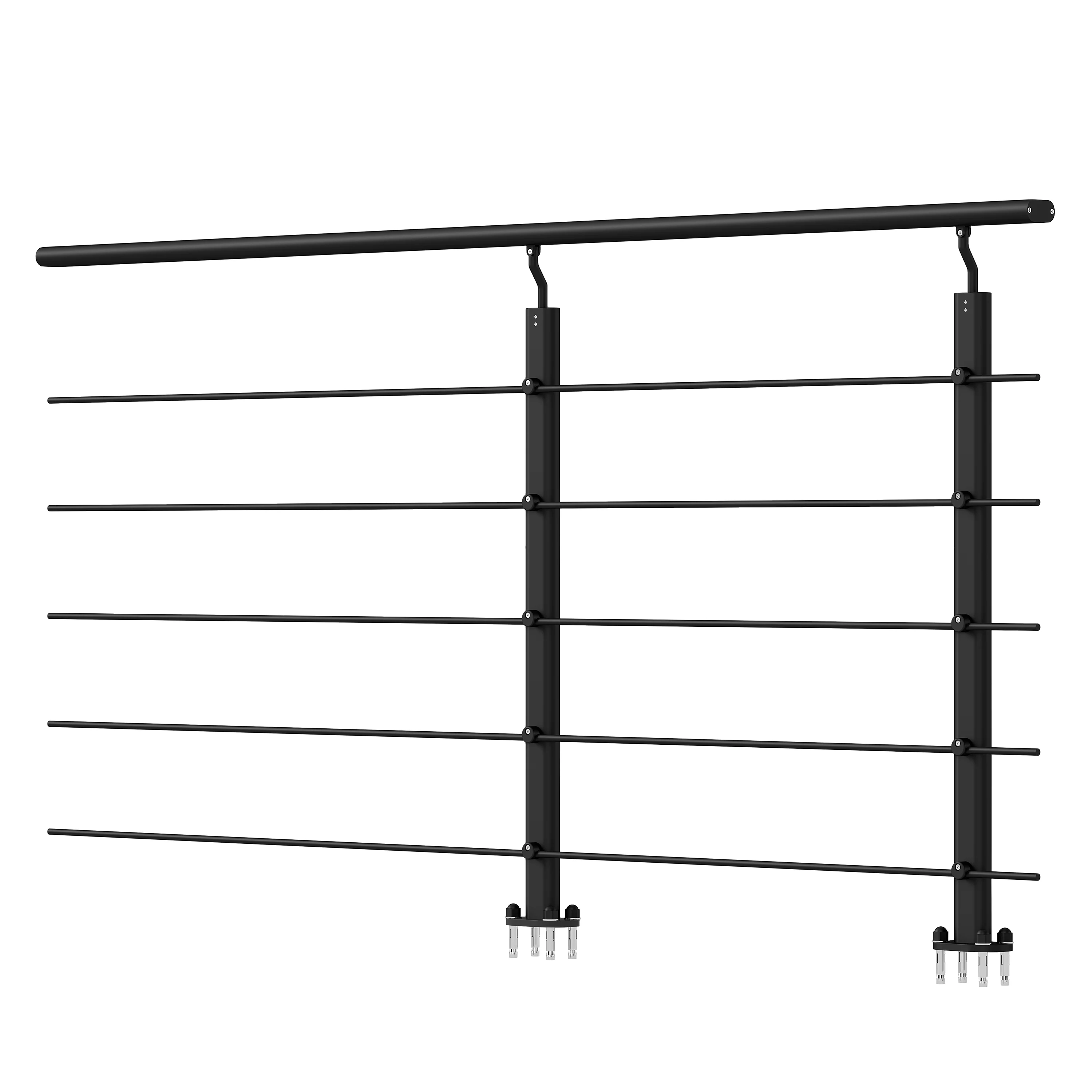 AICA Barandillas de aluminio - Negro mate / Plateado mate - interior y exterior - fijaciones al suelo - Image 25
