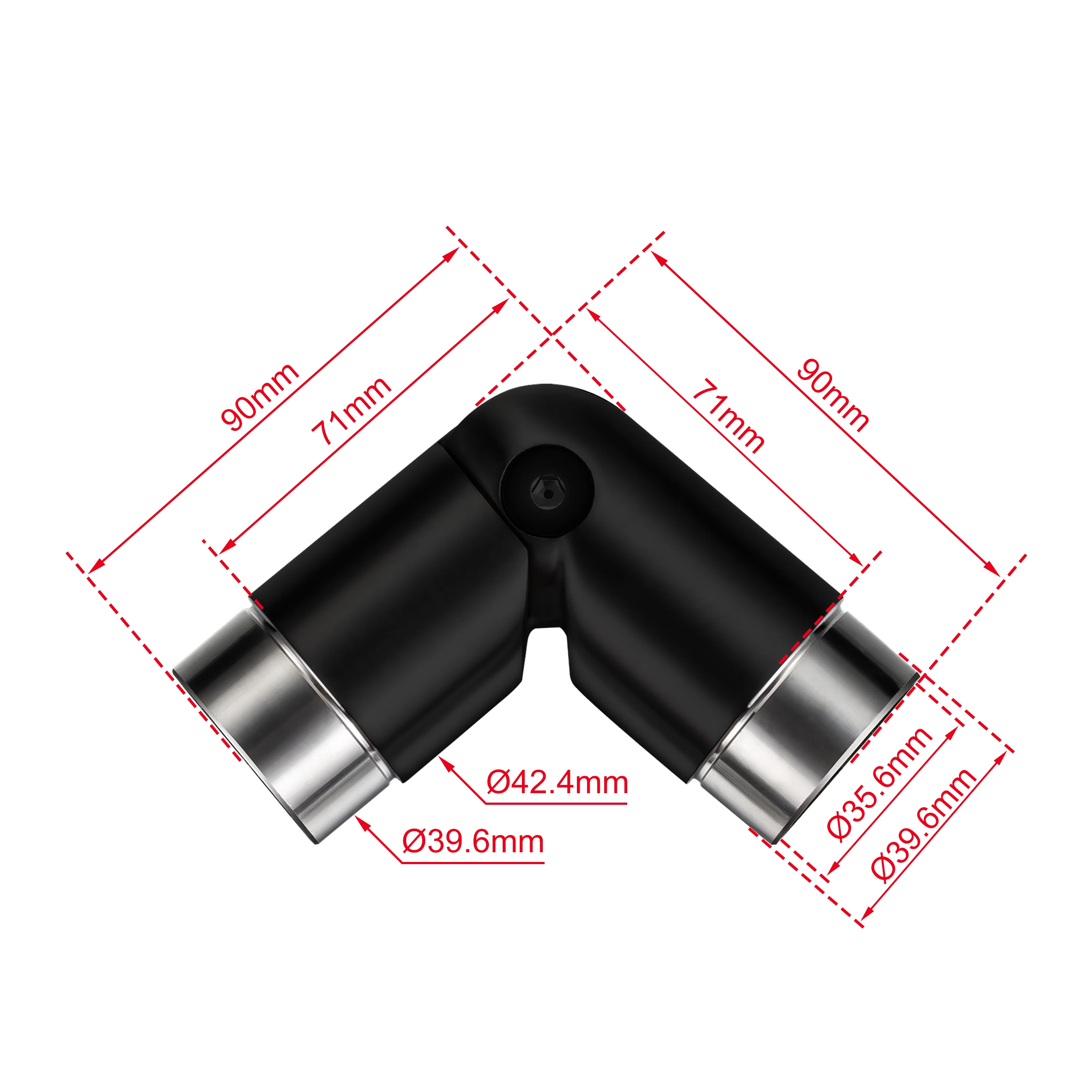 AICA Conector para pasamanos de acero inoxidable 304, Diámetro 42,2/42.4 mm, Plata/Negro, utilizado para conectar múltiples secciones de pasamanos - Image 11