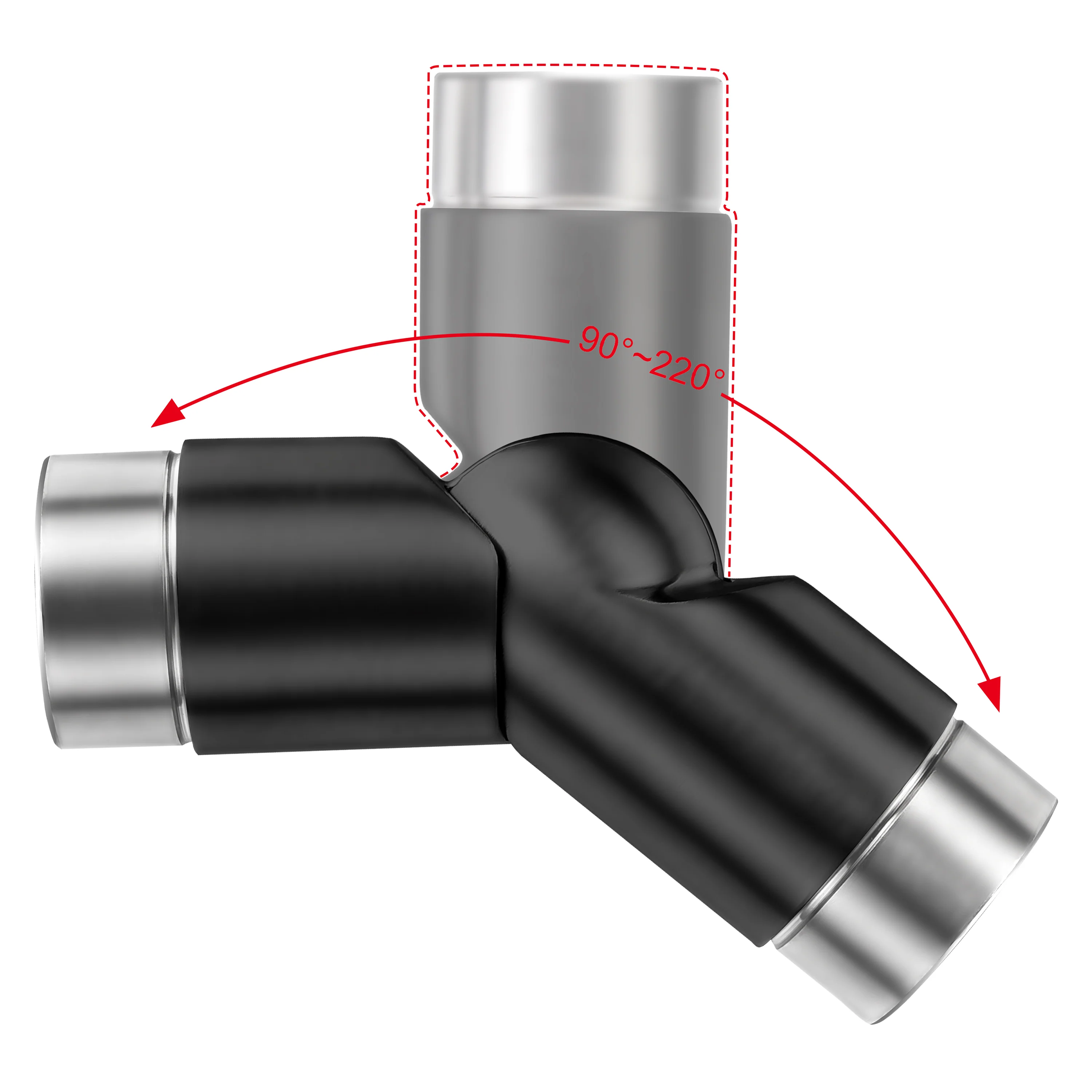 AICA Conector para pasamanos de acero inoxidable 304, Diámetro 42,2/42.4 mm, Plata/Negro, utilizado para conectar múltiples secciones de pasamanos - Image 12