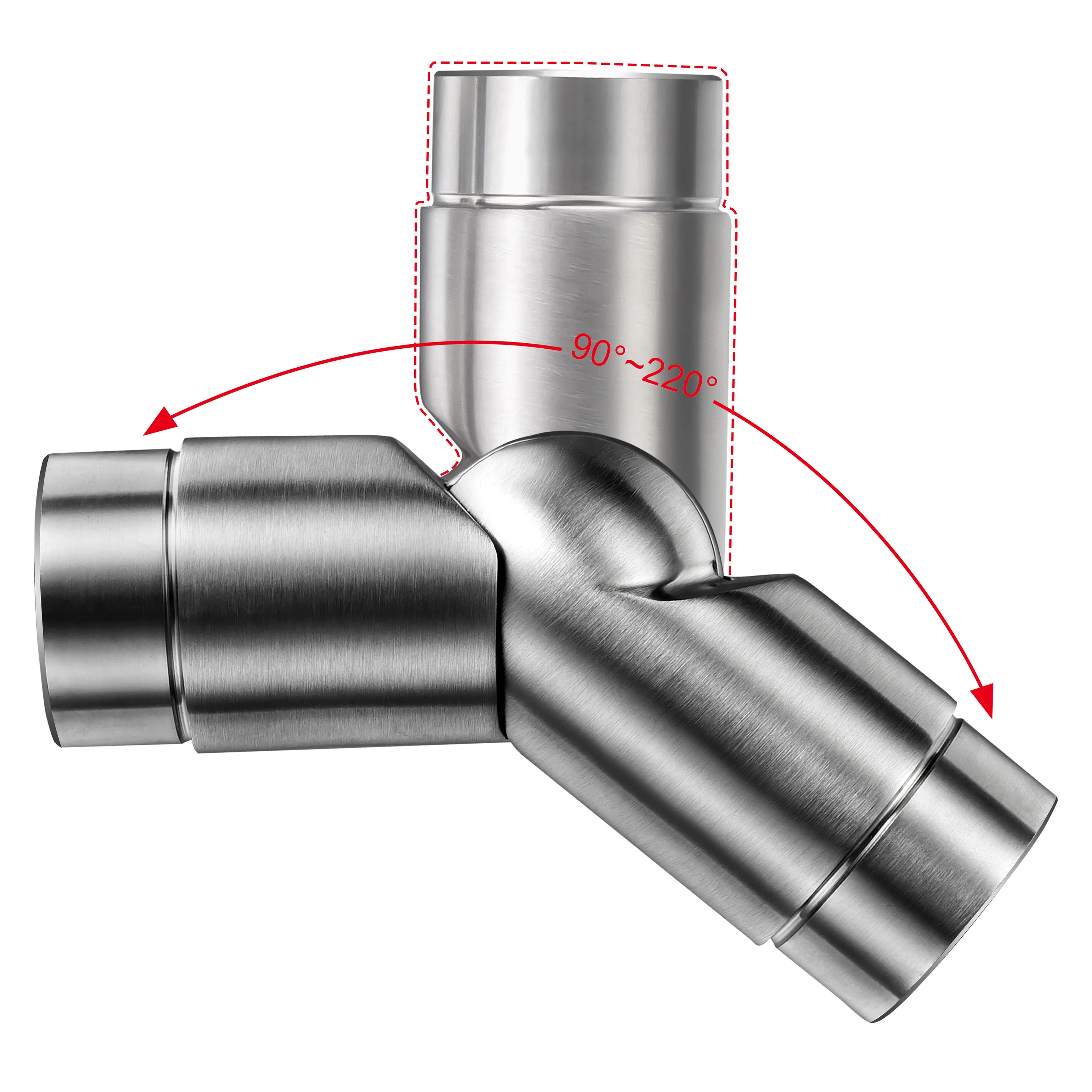 AICA Conector para pasamanos de acero inoxidable 304, Diámetro 42,2/42.4 mm, Plata/Negro, utilizado para conectar múltiples secciones de pasamanos - Image 8
