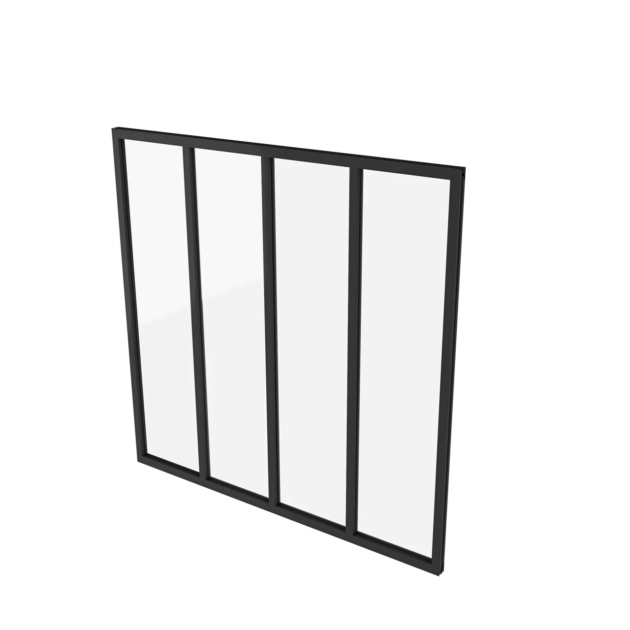 123x108cm AICA Separador de ambiente Cristal templado transparente 4mm 4 hojas enmarcadas con Perfil de aluminio negro mate - Image 3