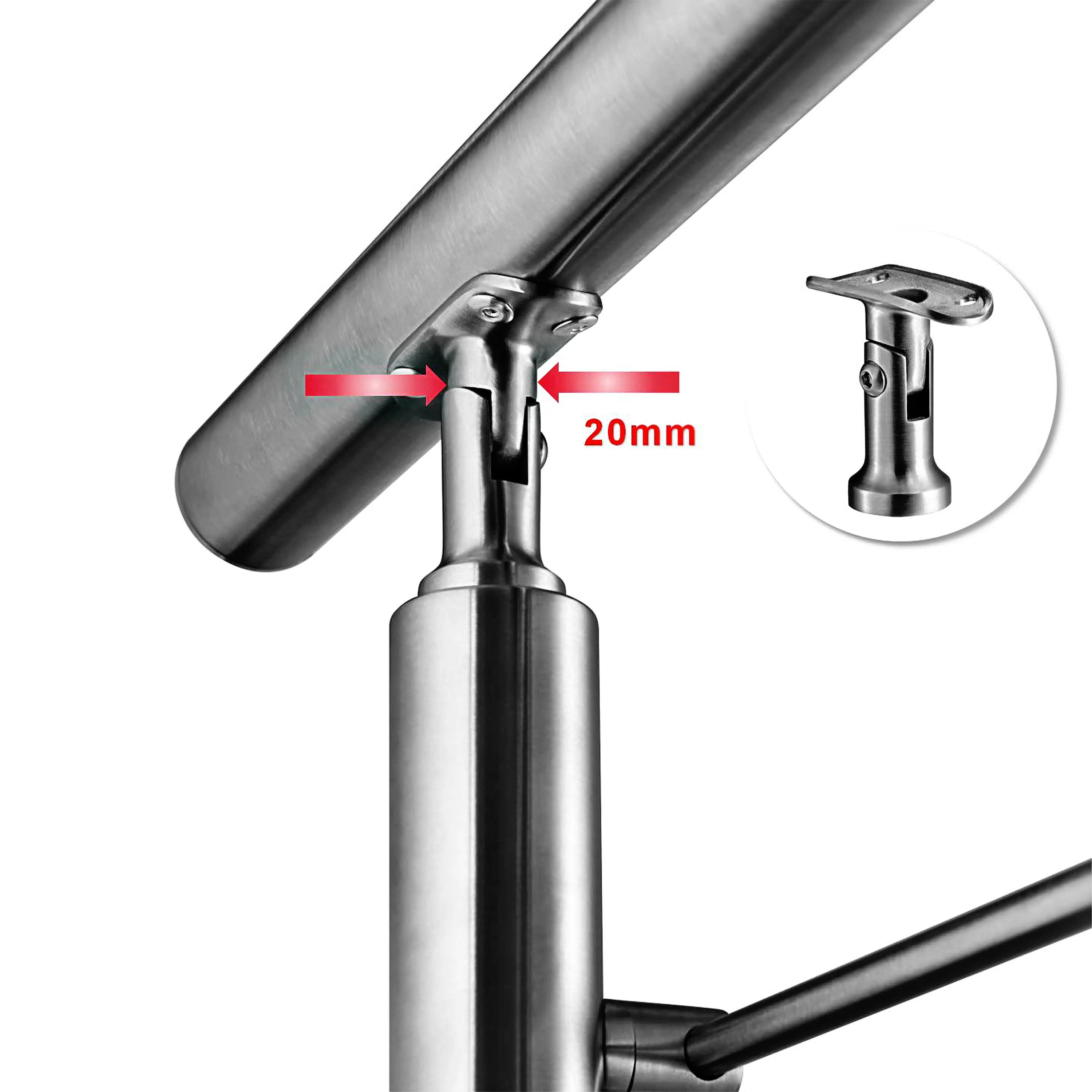 Barandilla escalera de acero inoxidable 304 con 3 barras transversales para interior y exterior - Image 8