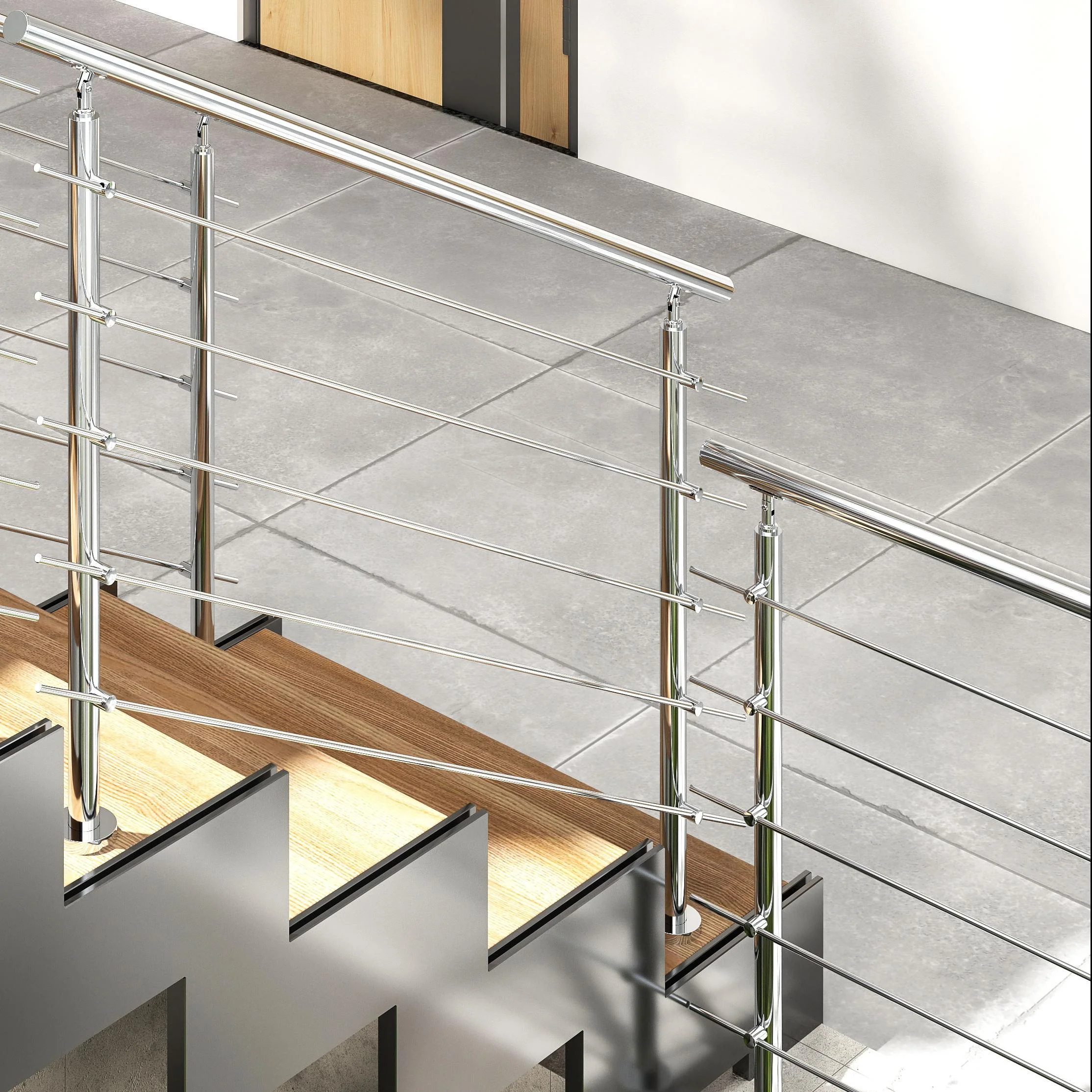 Barandilla escalera de acero inoxidable 304 con 5 barras transversales para interior y exterior - Image 3