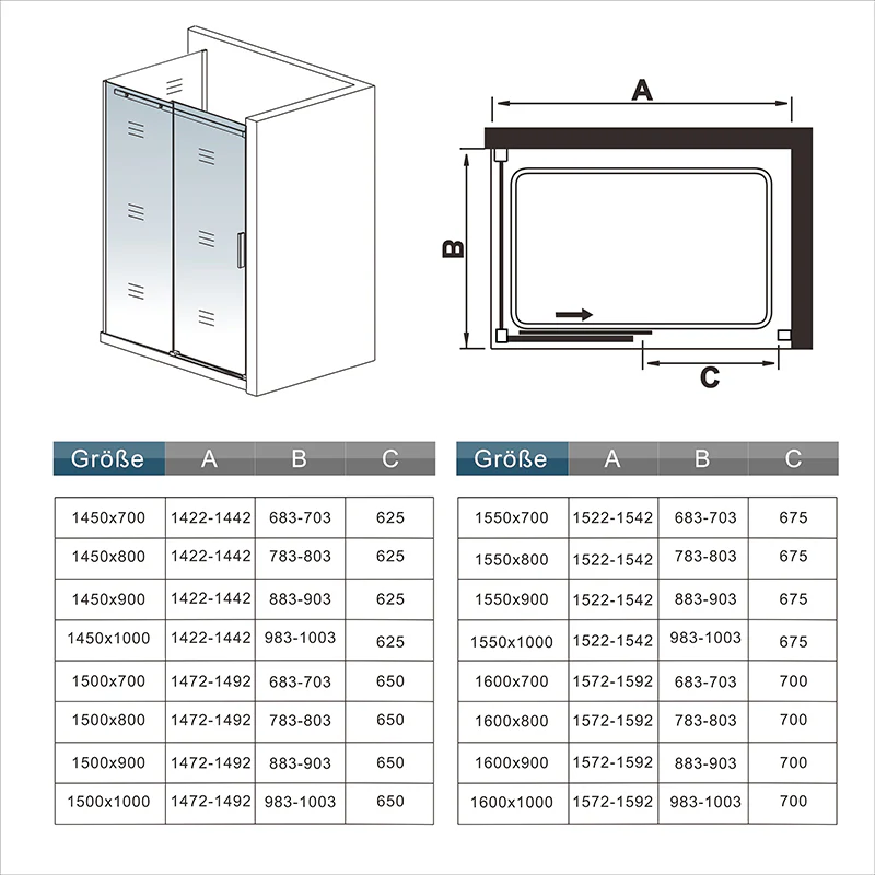 Cabina de ducha, fontal + panel lateral, mampara de 8 mm con tratamiento antical cristal templado - Image 8