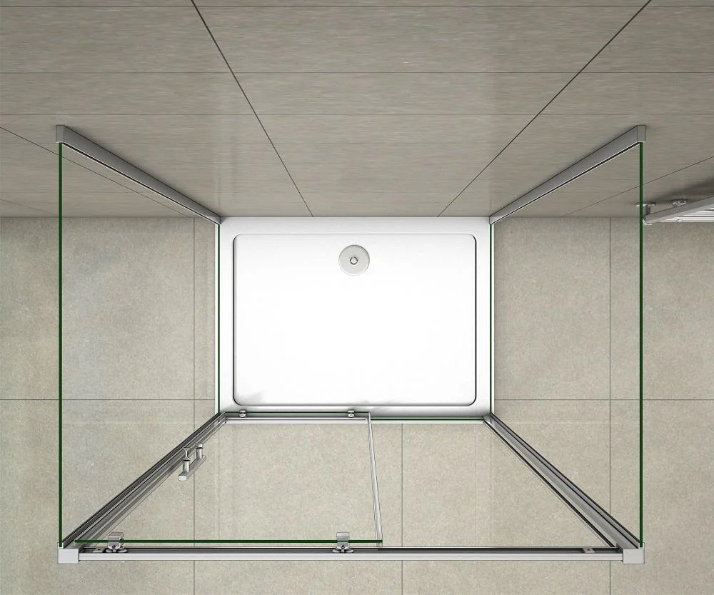 Cabina de Ducha Mampara Baño Rectangular Puerta Corredera con dos Panales de Vidrio Templado 5 MM Altura 185CM - Image 3