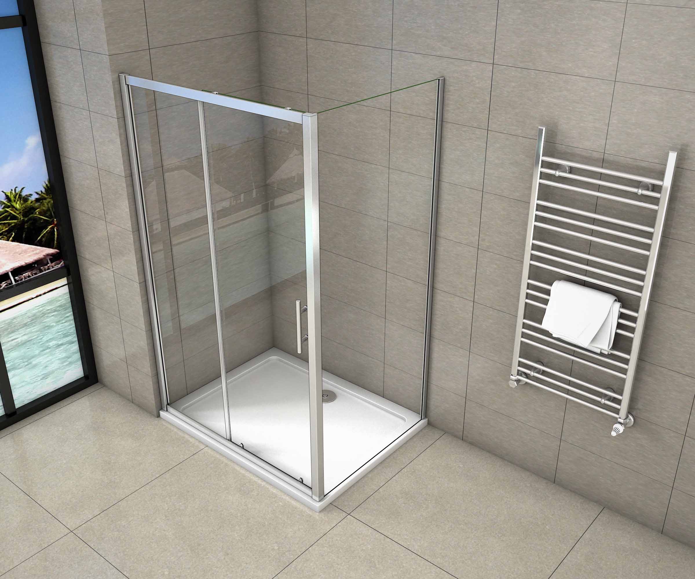 Cabina de Ducha Rectangular Puerta Corredera Cristal Templado 5 MM Altura 185CM - Image 2