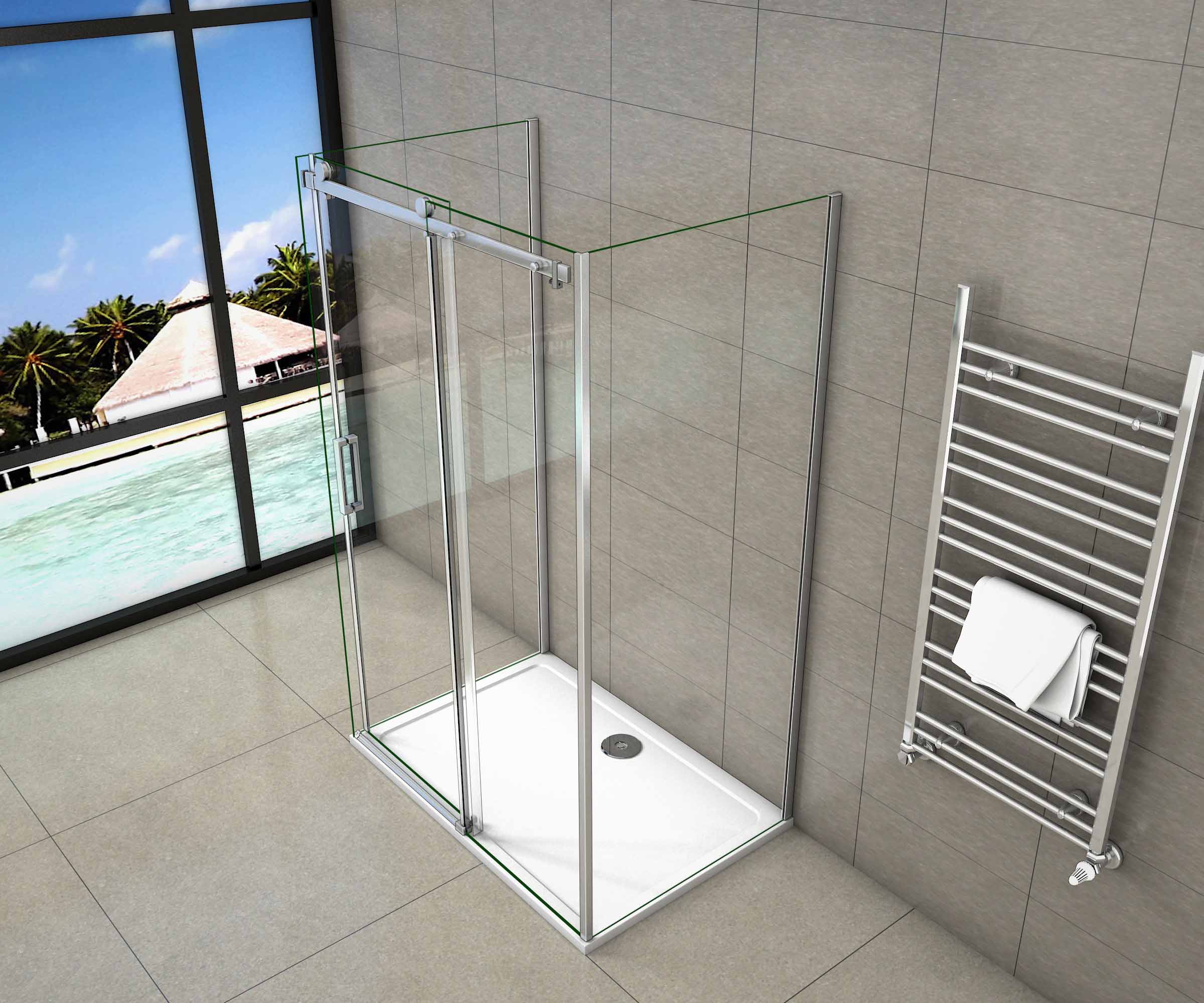 Ducha cabina de ducha, en forma U,  mampara de 8 mm con tratamiento antical cristal templado - Image 3