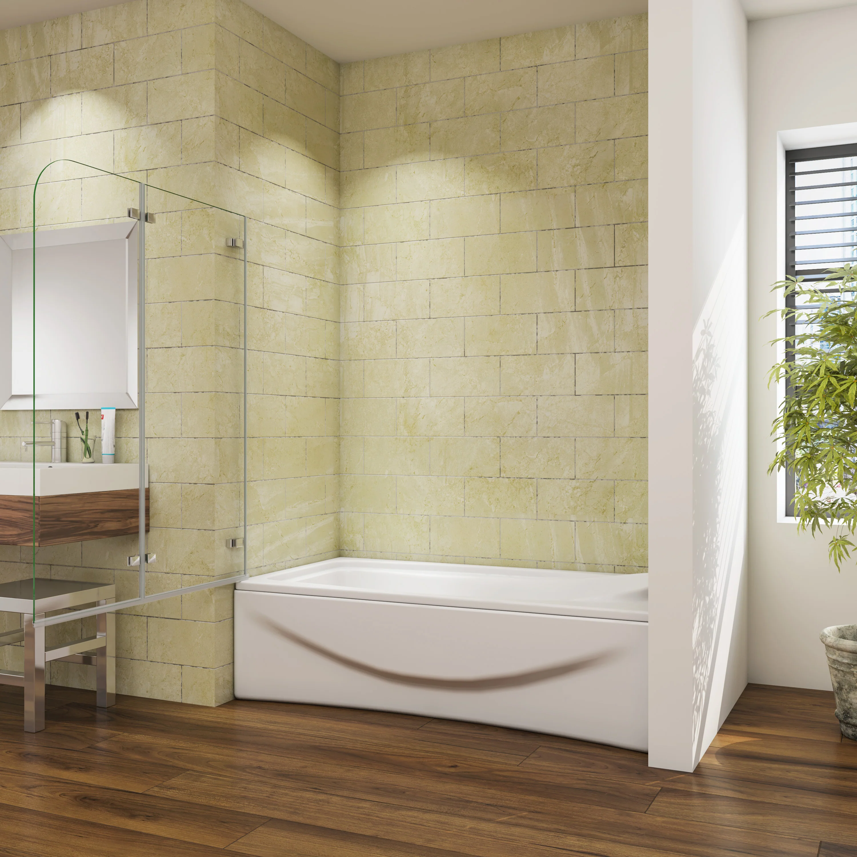 Mamparas/Pantalla para Bañera de Baño Biombo Plegable - Image 4