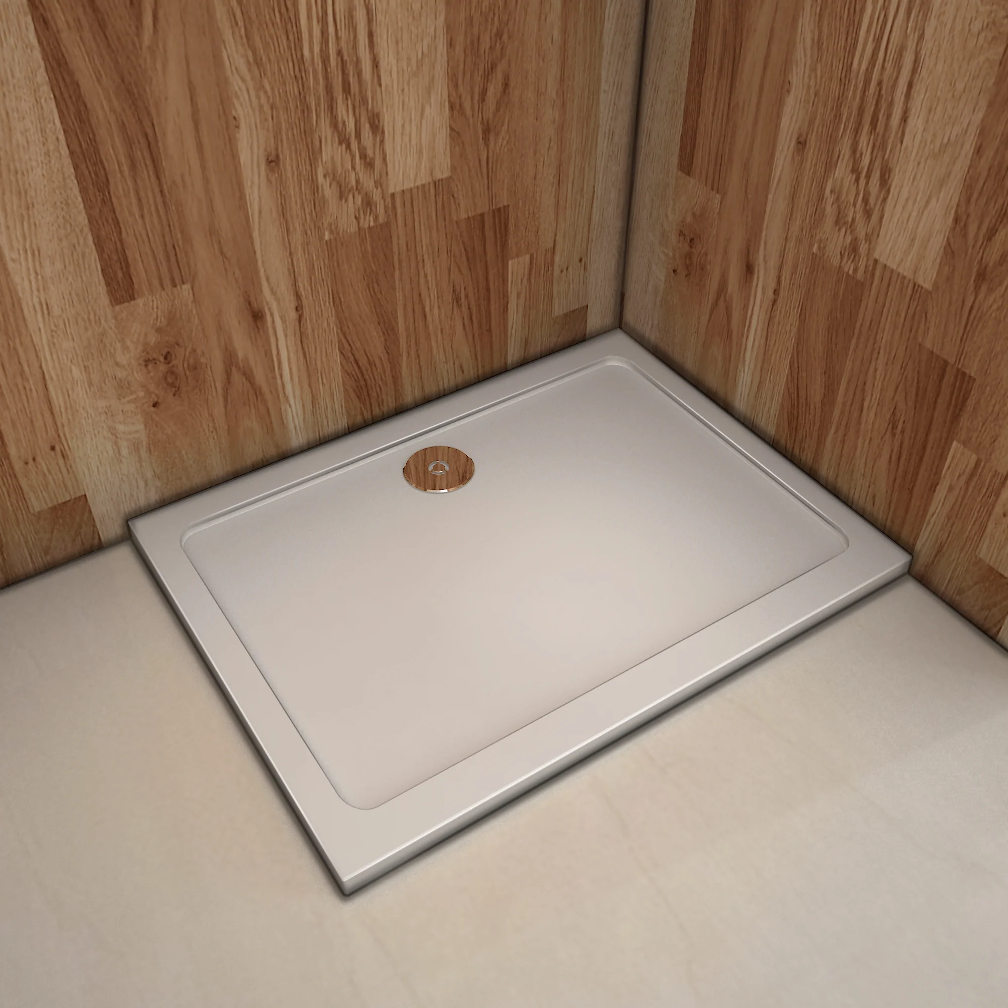 Plato de ducha Resina Blanco, Extraplano, Rectangular 120x80cm