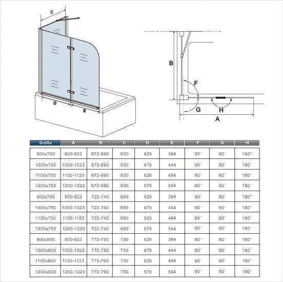 Mampara de baño con Panel pivotante de 180°, Cristal Antical de 6 mm - Image 7