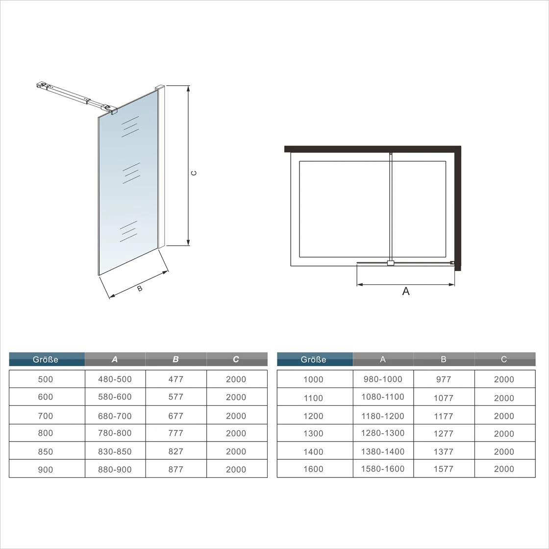 Mamparas de Ducha Pantalla Panel Fijo, Vidrio tratamiento antical 8mm + Barra de soporte - Image 18