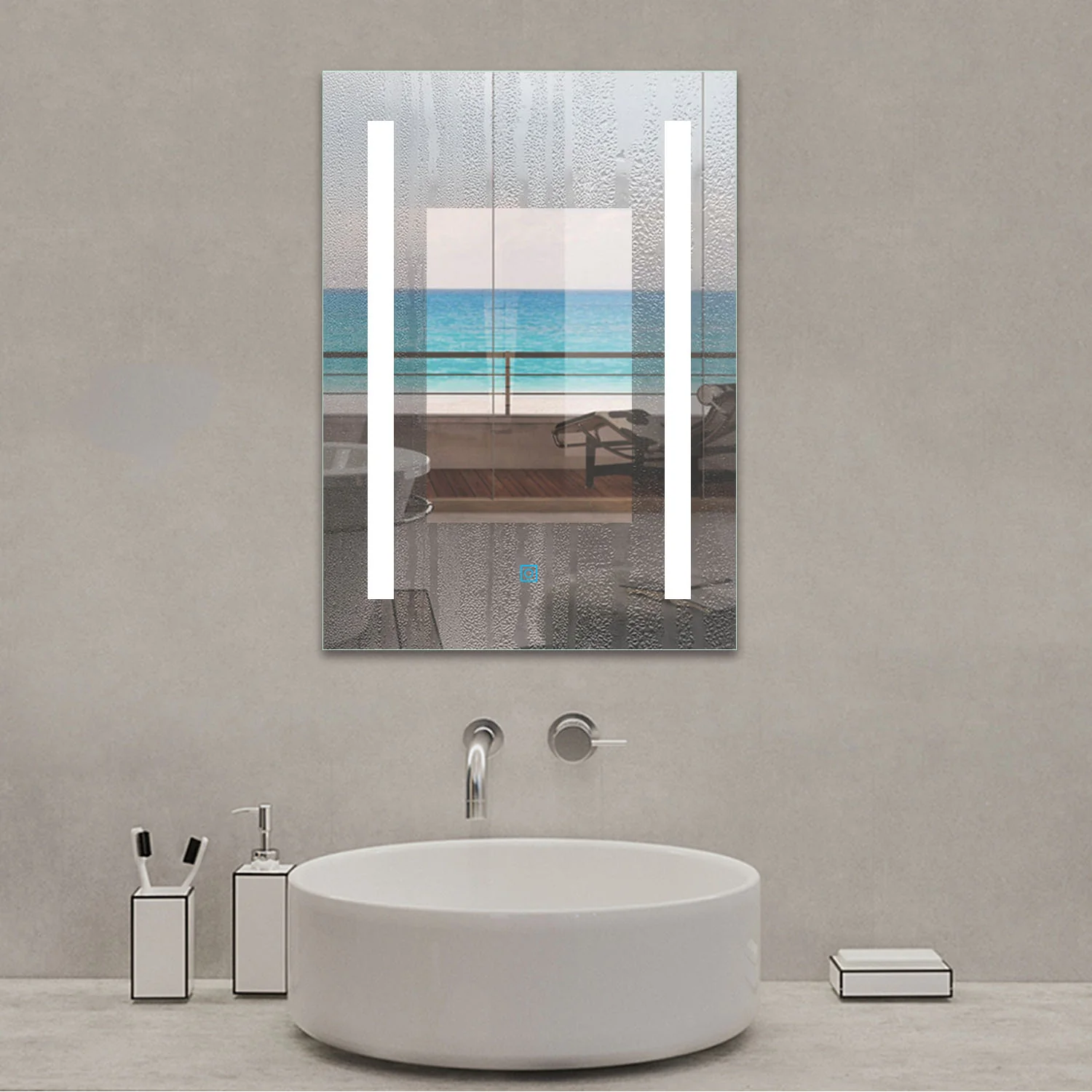 Espejo de baño con iluminación LED Luz Fría Blanca 6000k Espejo Rectangular con Función Antiniebla,Interruptor Táctil, Espejo Montado en Pared - Image 4