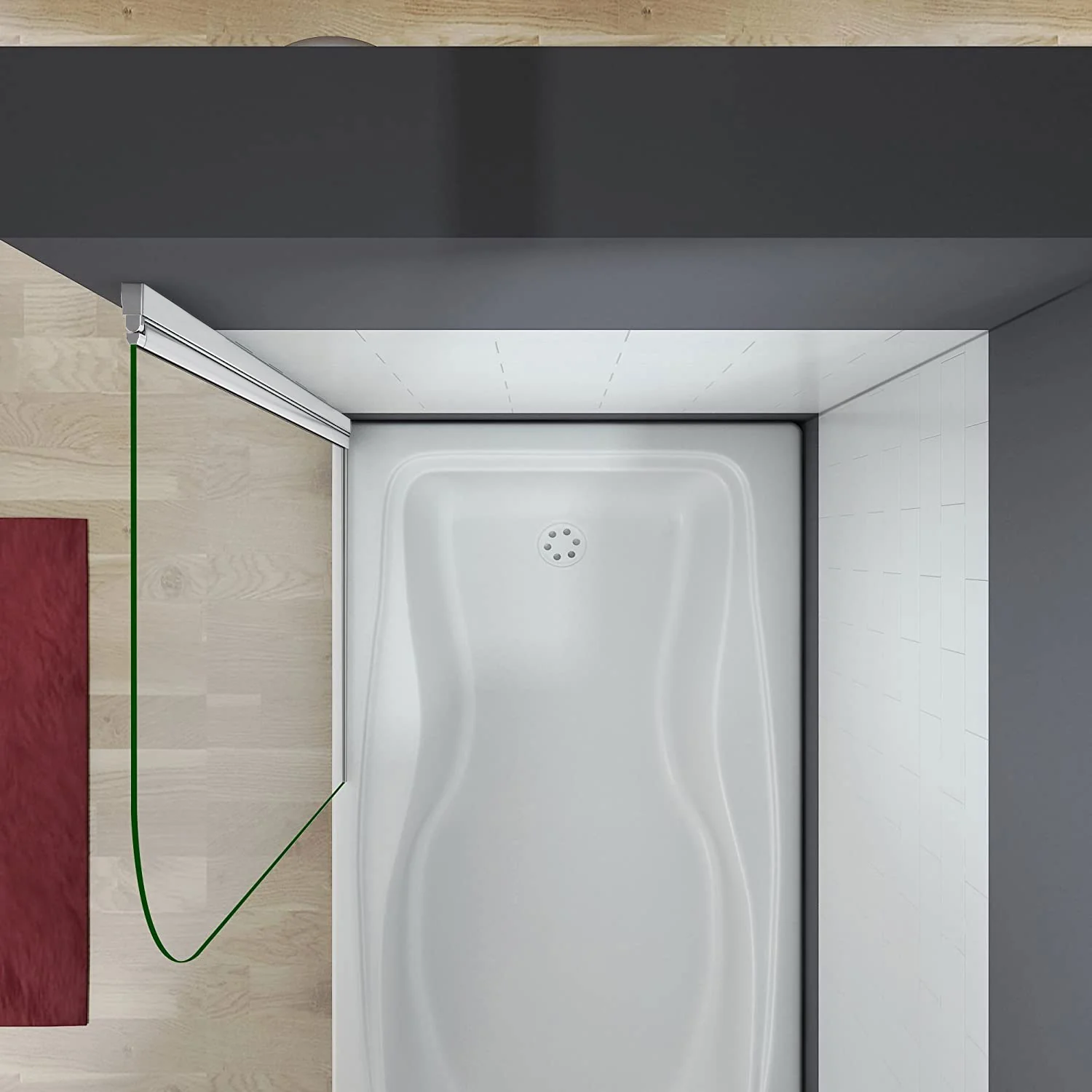 Mampara Bañera Abatible 1 Hoja Pivotante Perfil Gris Mate Cristal 5mm - Image 3