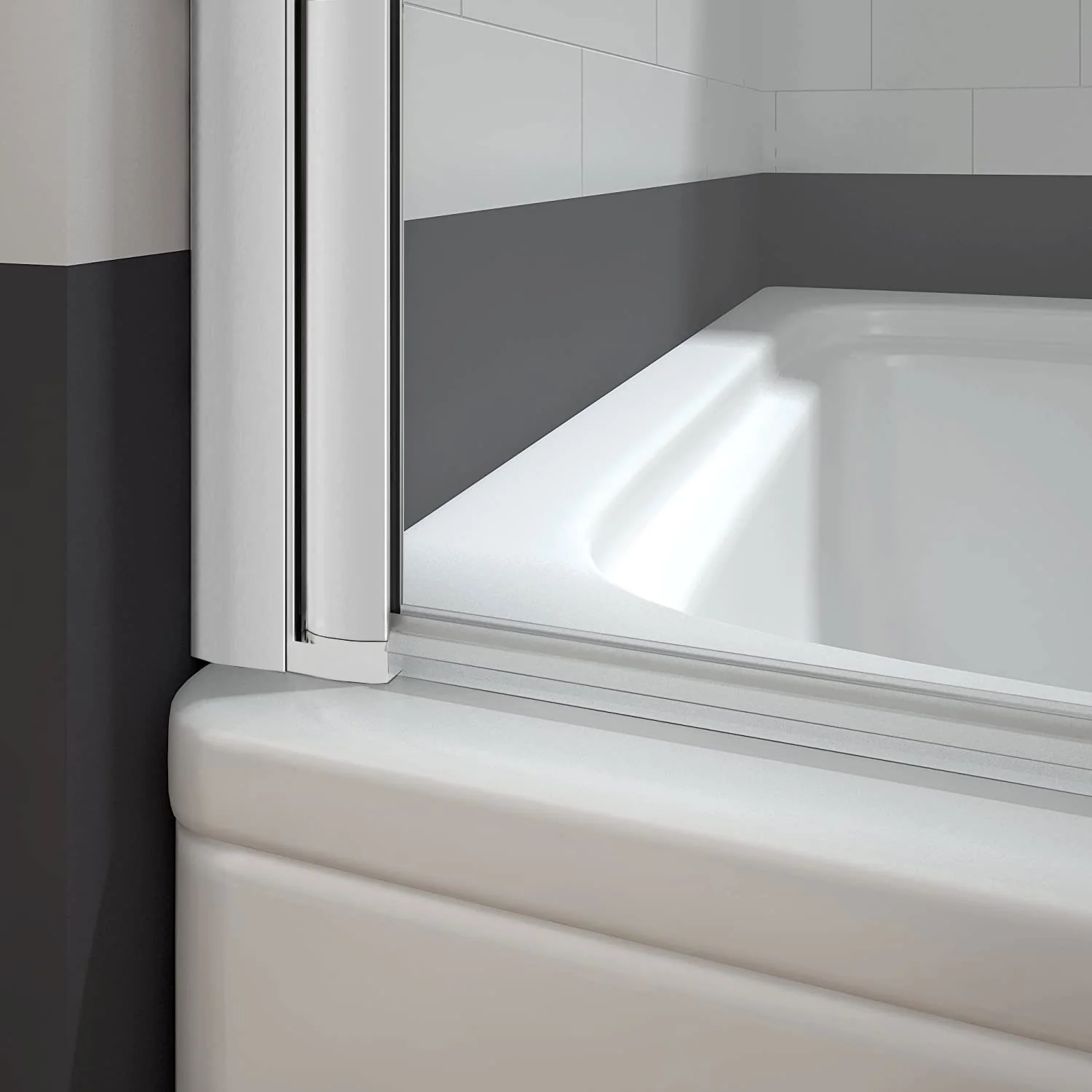 Mampara Bañera Abatible 1 Hoja Pivotante Perfil Gris Mate Cristal 5mm - Image 4