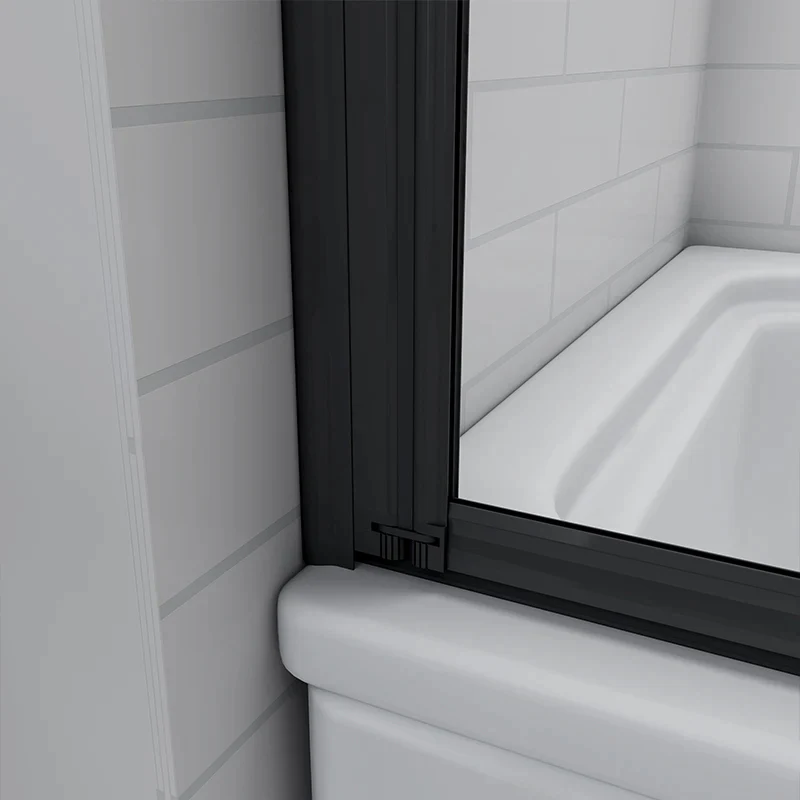 Mampara de Bañera 4 Hojas Plegables Vidrio Templado 4mm Perfil Negro Mate - Image 10