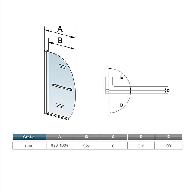 liquidacion Mampara de bañera en forma media luna, vidrio transparente templado con tratamiento antcial 8mm - Image 6