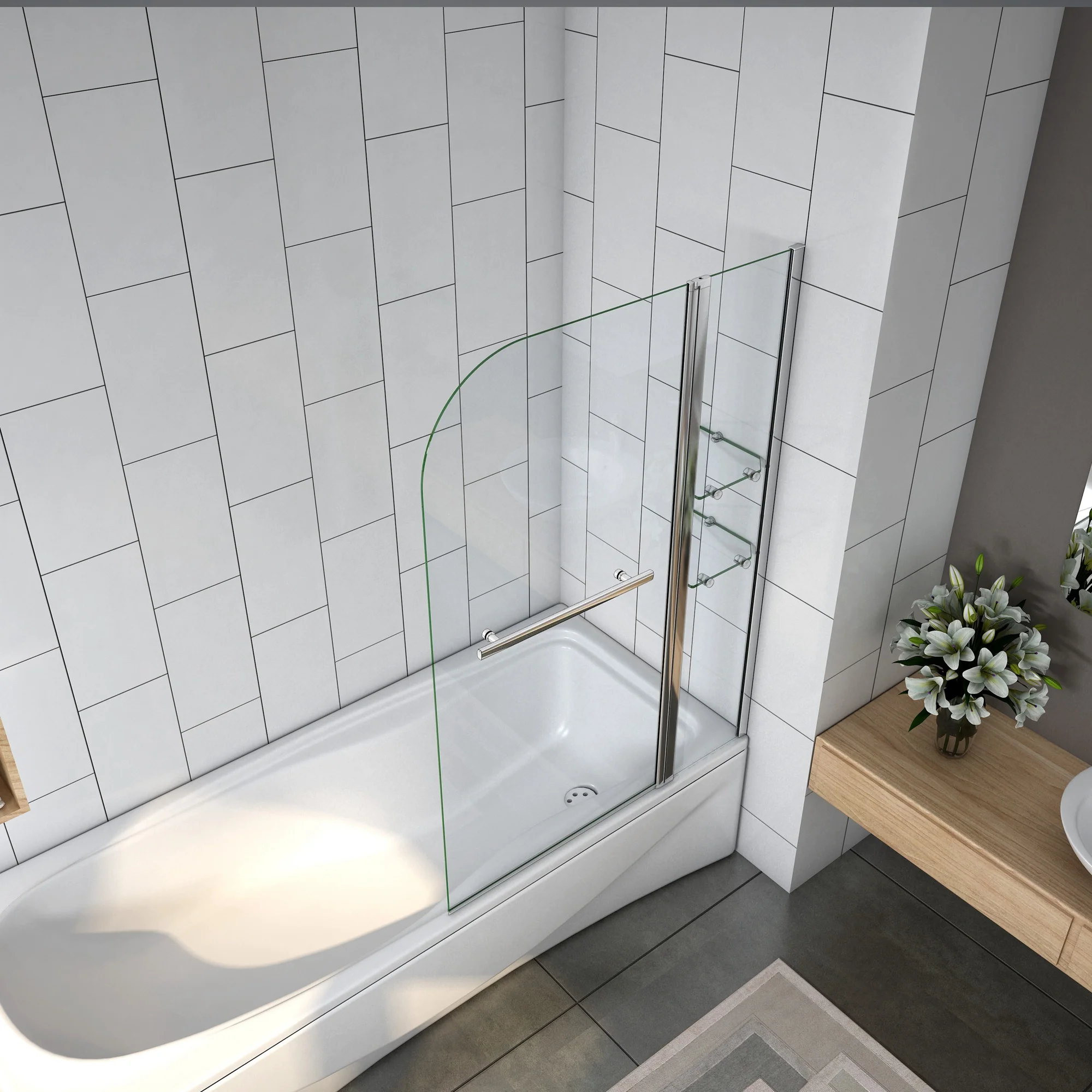 Mampara de Bañera Abatible con Bisagra Cristal 6 MM 120x140cm - Image 4