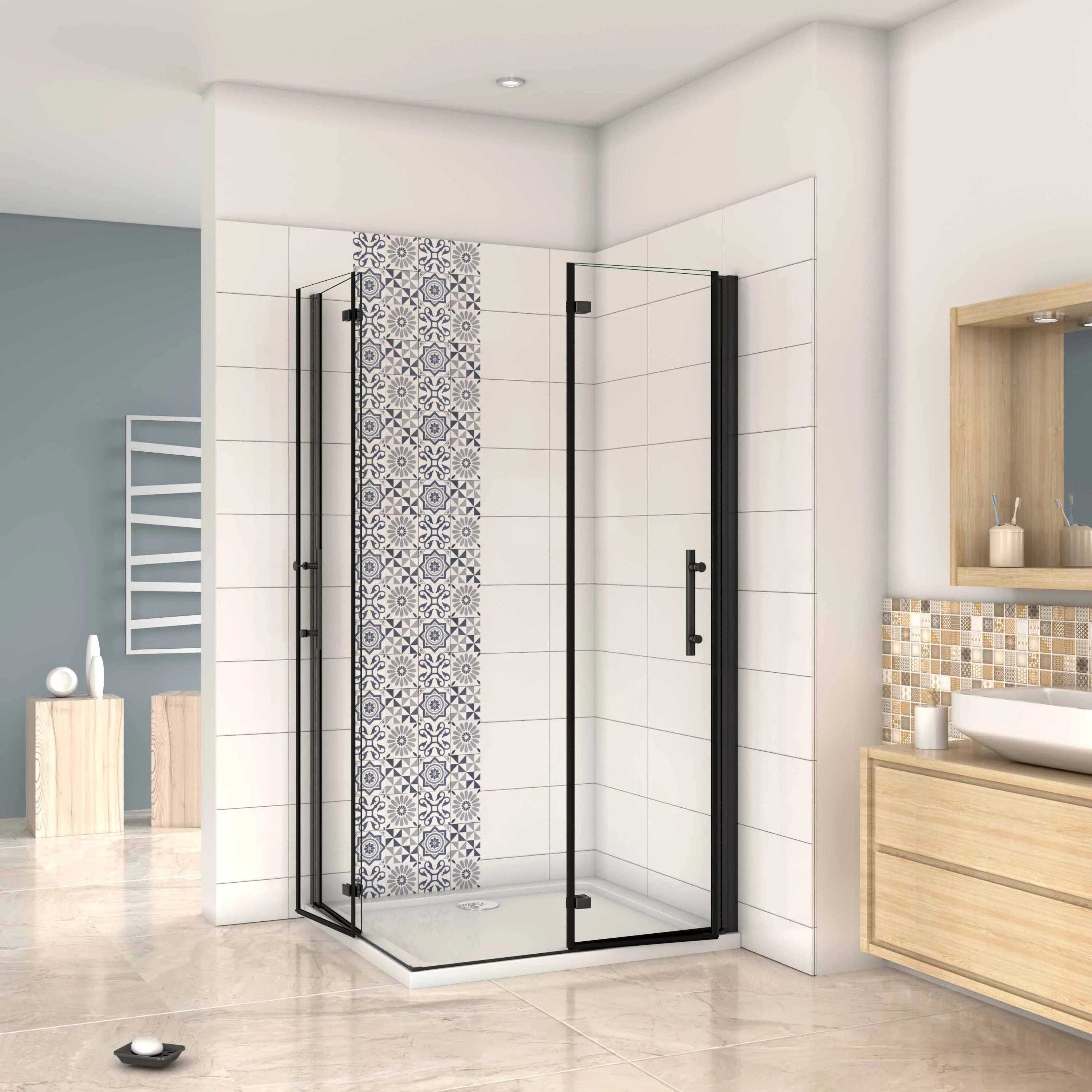 Mampara ducha Cabina de ducha 4 puertas plegables 5 mm  Easyclean. Altura 190 cm - Image 3