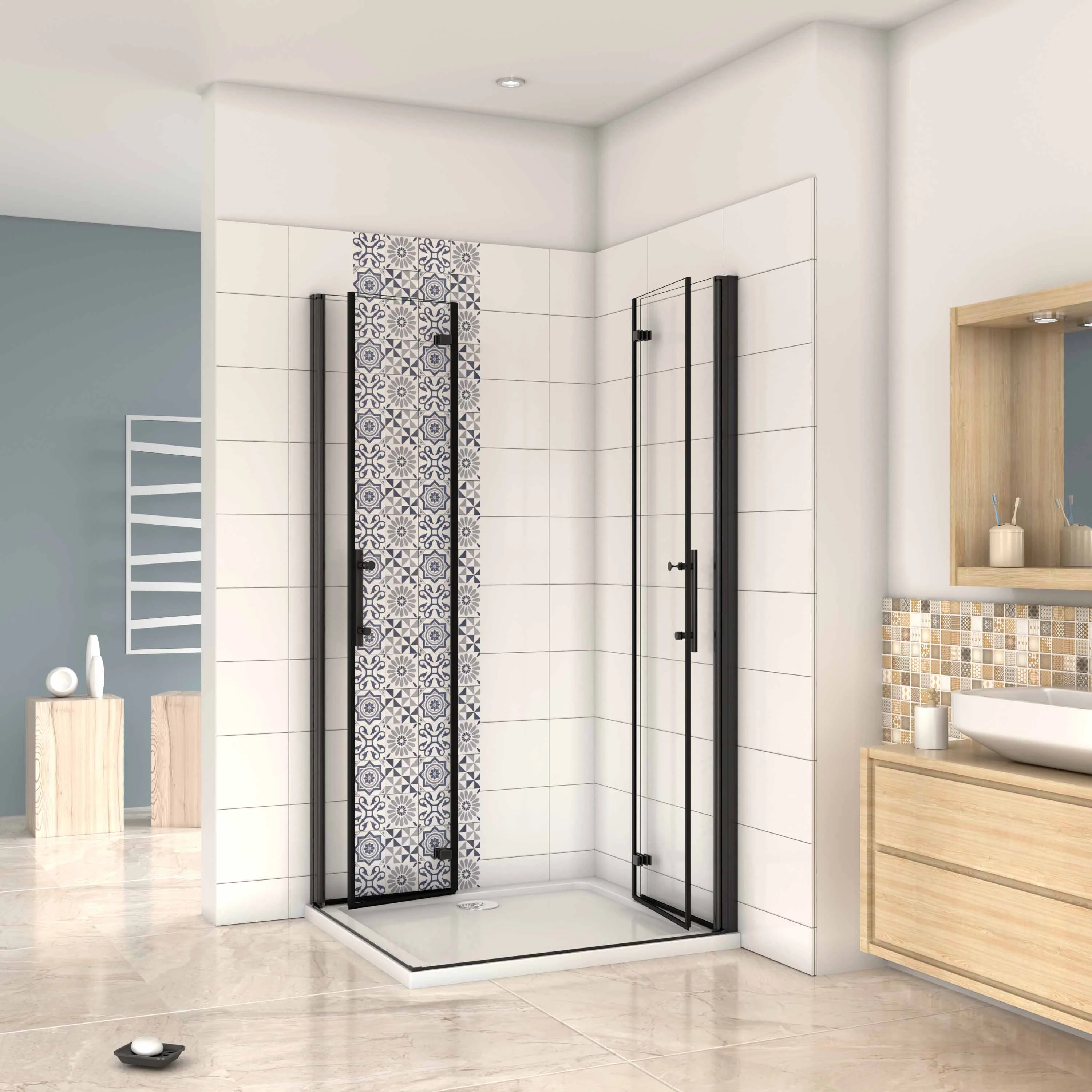 Mampara ducha Cabina de ducha 4 puertas plegables 5 mm  Easyclean. Altura 190 cm - Image 4