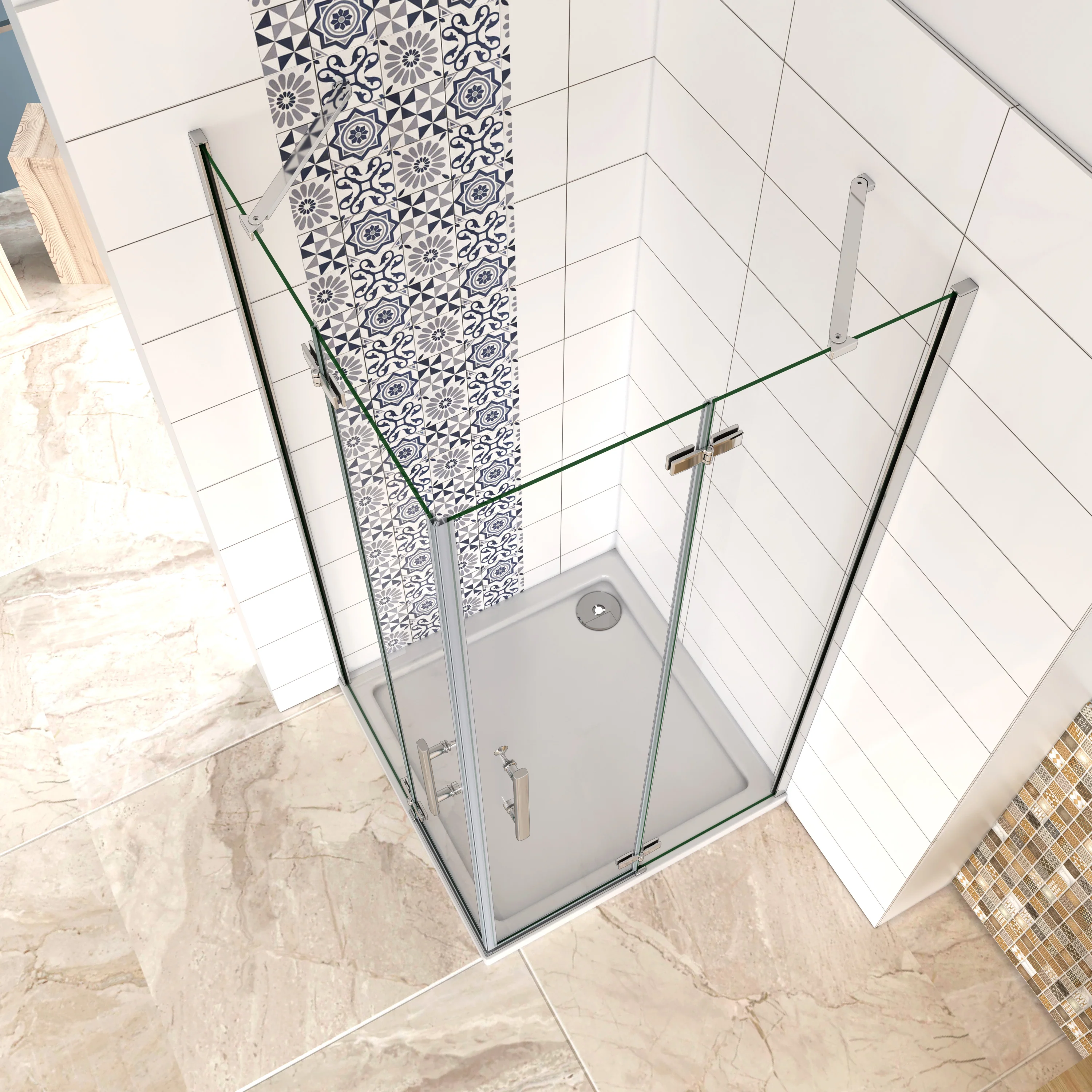 Mamparas Cabina de Ducha cristal 6 mm Puerta Abatible de Baño - Image 3