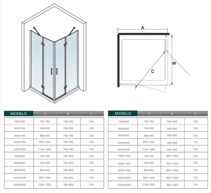 Mamparas Cabina de Ducha cristal 6 mm Puerta Abatible de Baño - Image 6