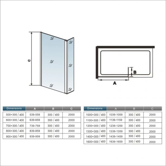 Mamparas de Ducha Panel Fijo con Lateral Abatible. Cristal Esmerilado Antical 8mm con Barra ajustable 70cm-120cm - Image 5