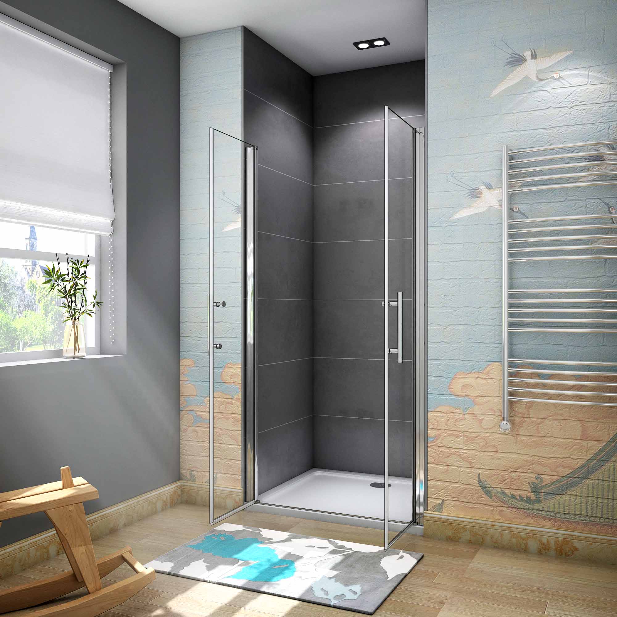 Mampara ducha puerta giratoria 6mm Easyclean vidrio - Image 3