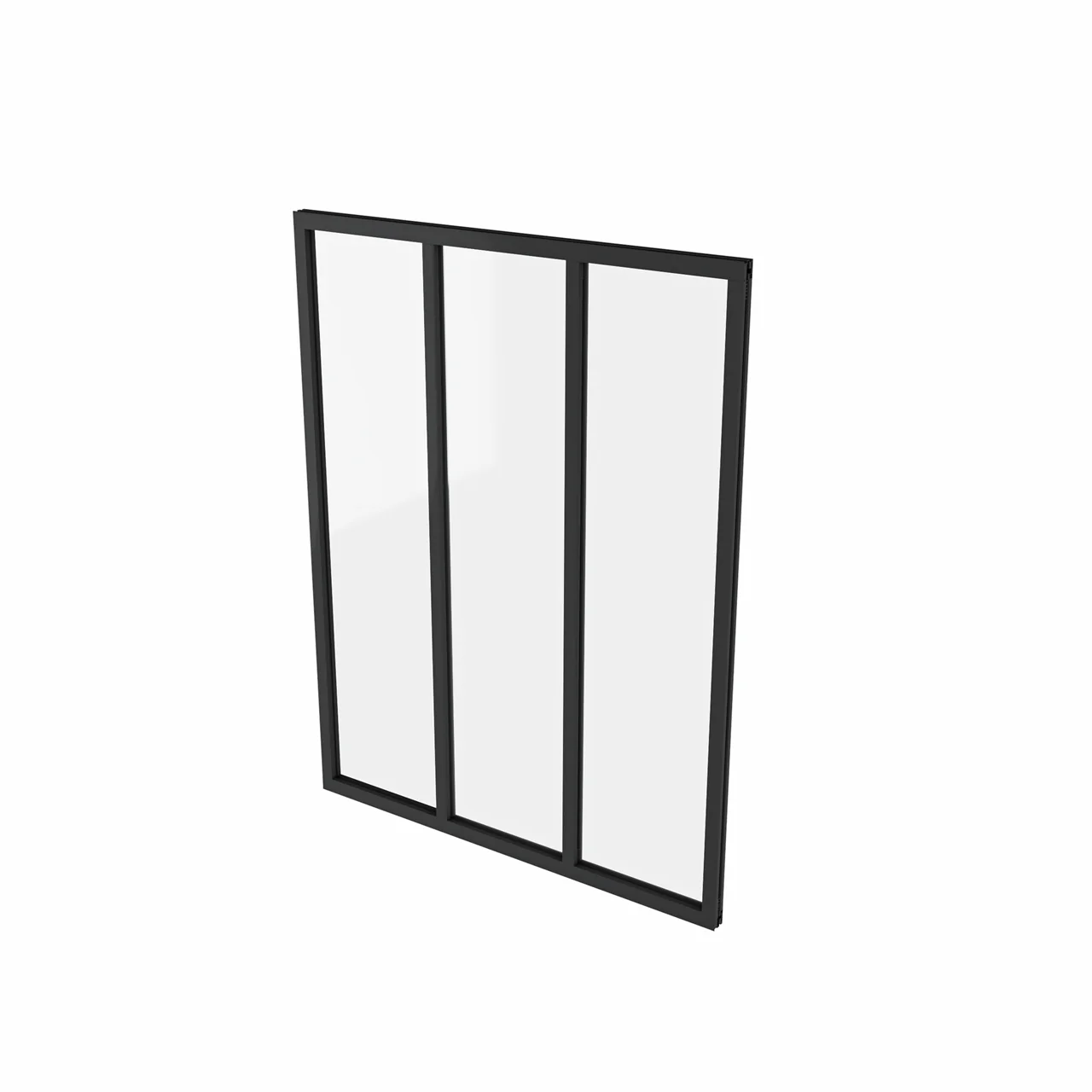 93x108cm AICA Separador de ambiente Cristal templado transparente 4mm 3 hojas enmarcadas con Perfil de aluminio negro mate - Image 3