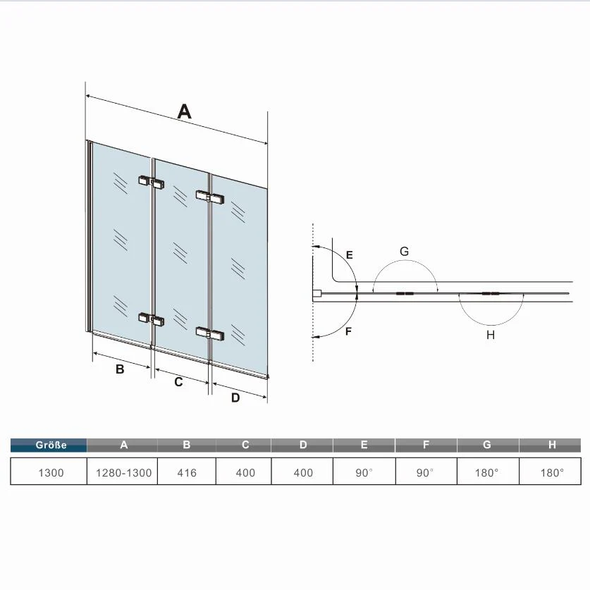 Mamparas de Bañera Biombo Plegable Cristal 6mm 3 veces plegable - Image 6